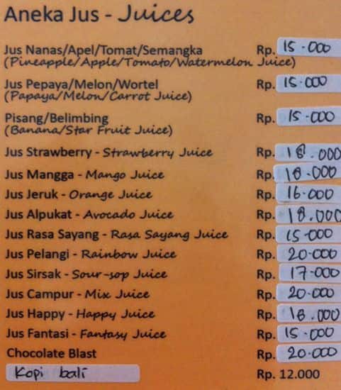 Rasa Sayang menu