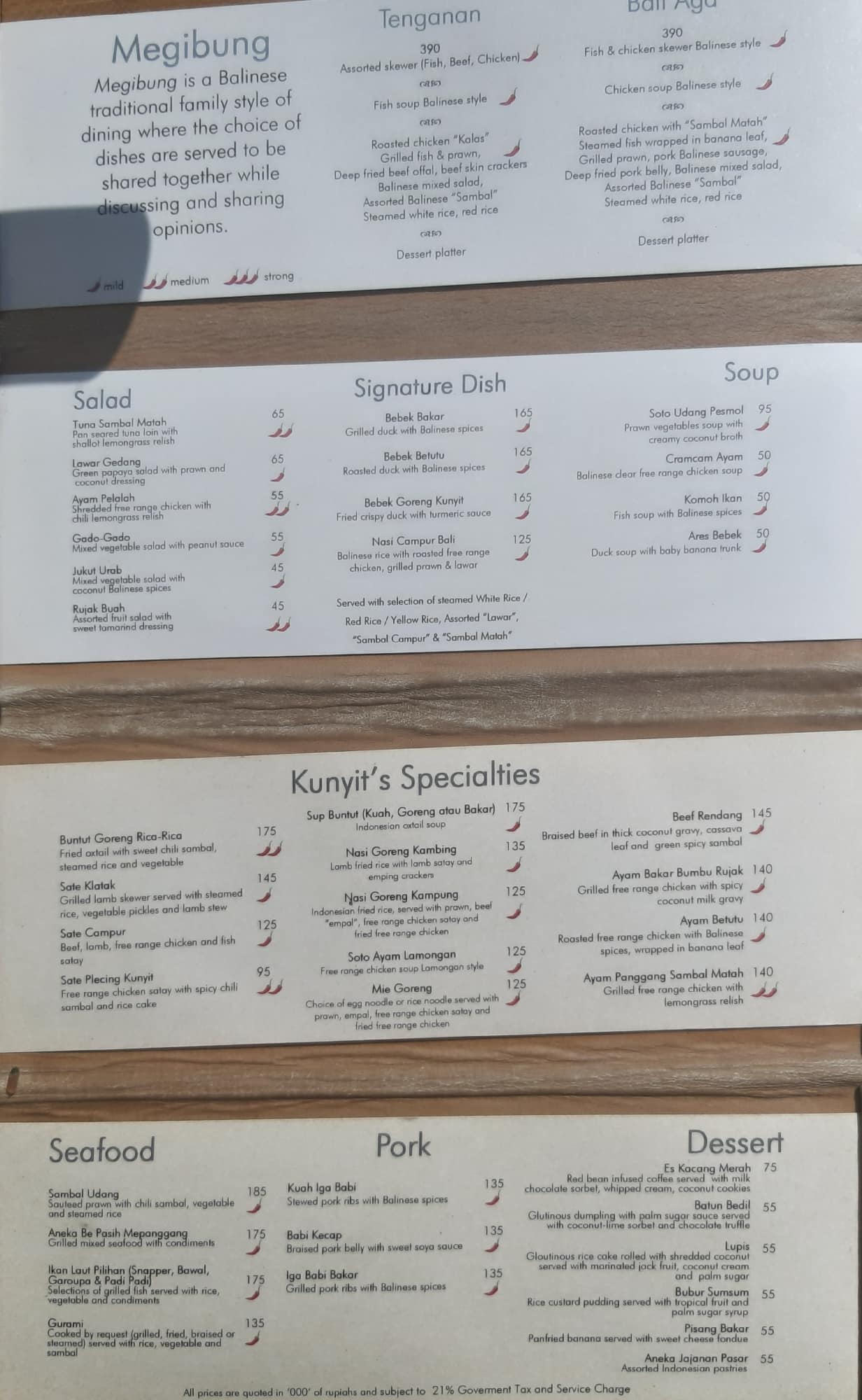 Kunyit Restaurant The Anvaya Beach Resort Bali Menu - 