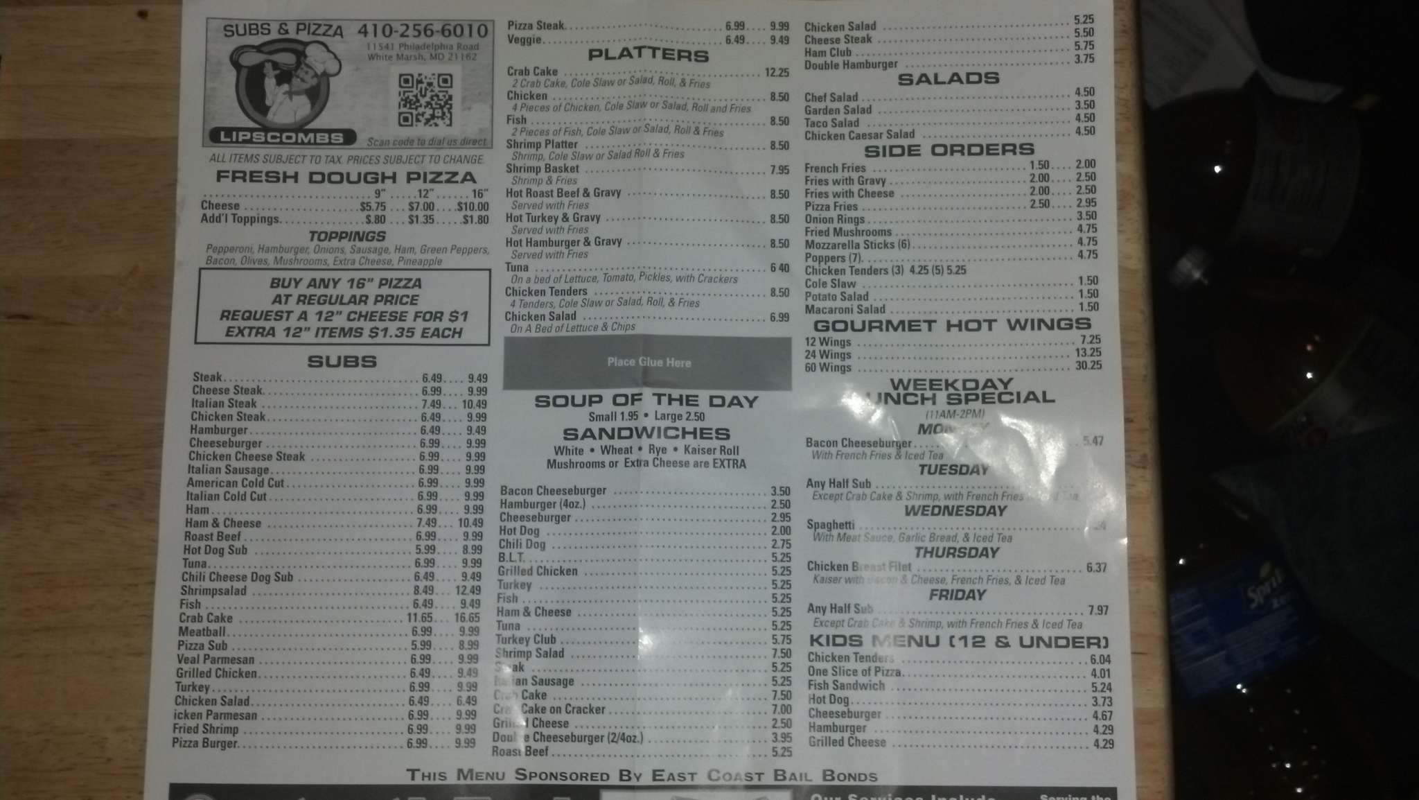 Subs & Pizza Menu Urbanspoon/Zomato