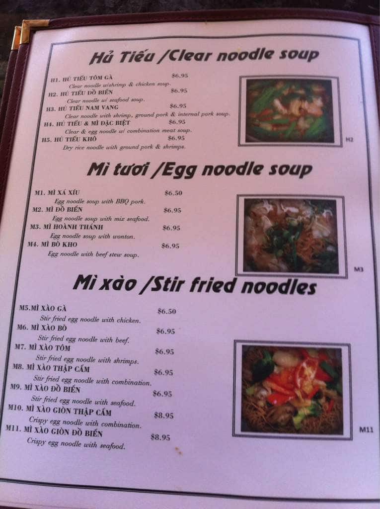 Menu at Vietnam Cafe, Kansas City, 522 Campbell St
