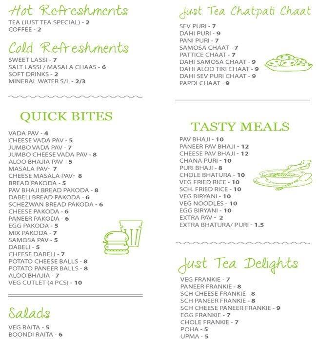 Just Tea Cafeteria Menu,Menú para Just Tea Cafeteria, International