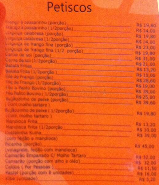 Moreno's Restaurante cardápio