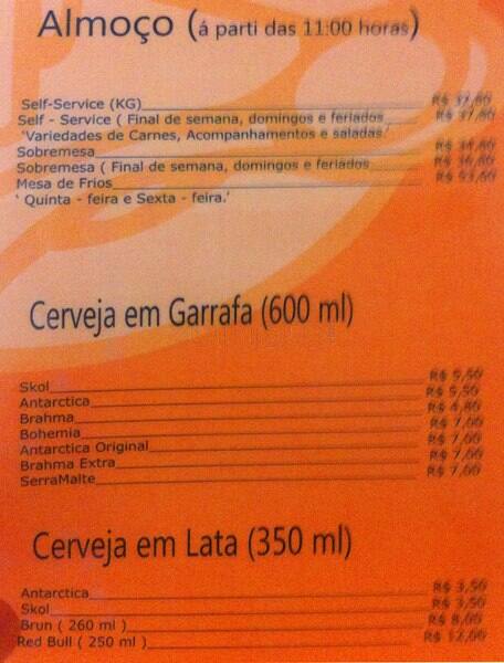 Moreno's Restaurante cardápio