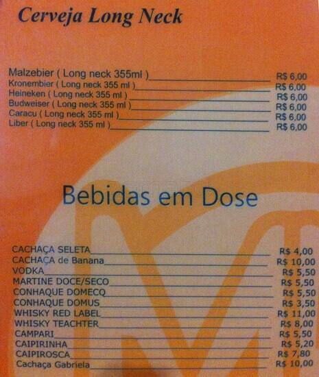 Moreno's Restaurante cardápio