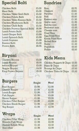 Dera Menu Menu For Dera Small Heath Birmingham