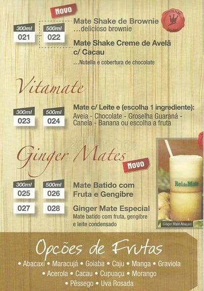 Rei do Mate cardápio