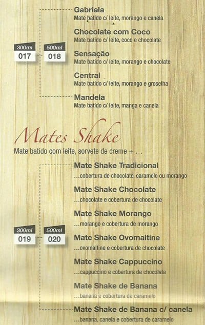Rei do Mate cardápio