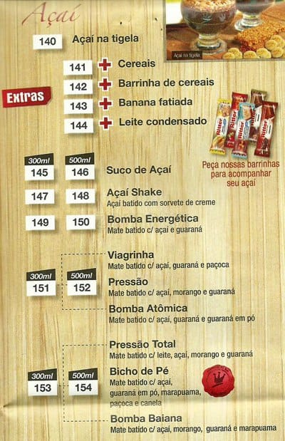 Rei do Mate cardápio