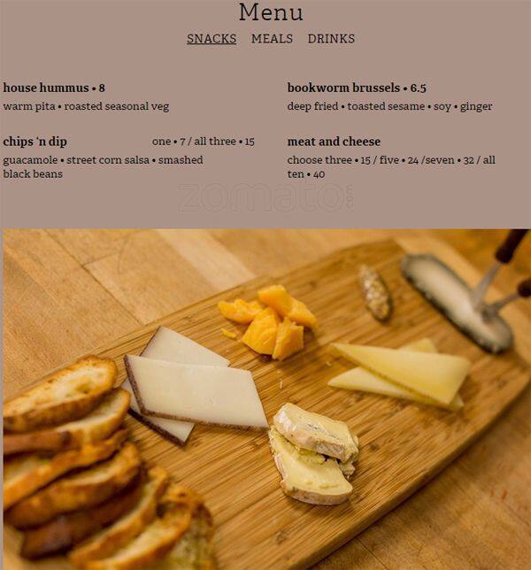 Tequila Bookworm menu