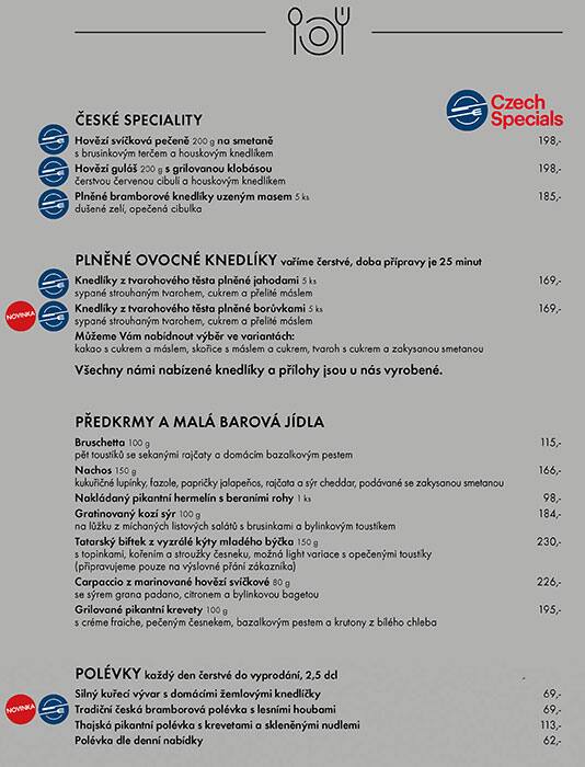 Gate Restaurant Menu Menu Podniku Gate Restaurant Karlin Praha 8