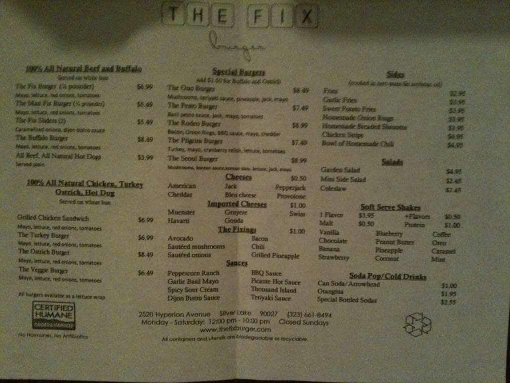 The Fix Burger, Silverlake, Los Angeles