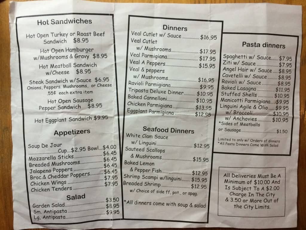 Menu at Bosco's pub & bar, Amsterdam