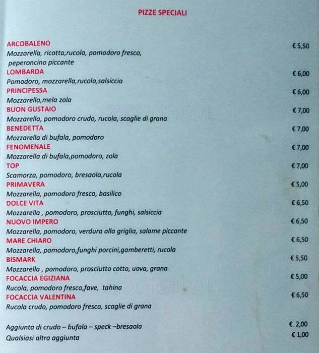Menu di Arcobaleno 