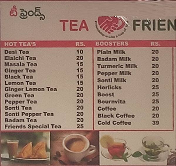 Menu of Tea Friends, Boduppal, Hyderabad