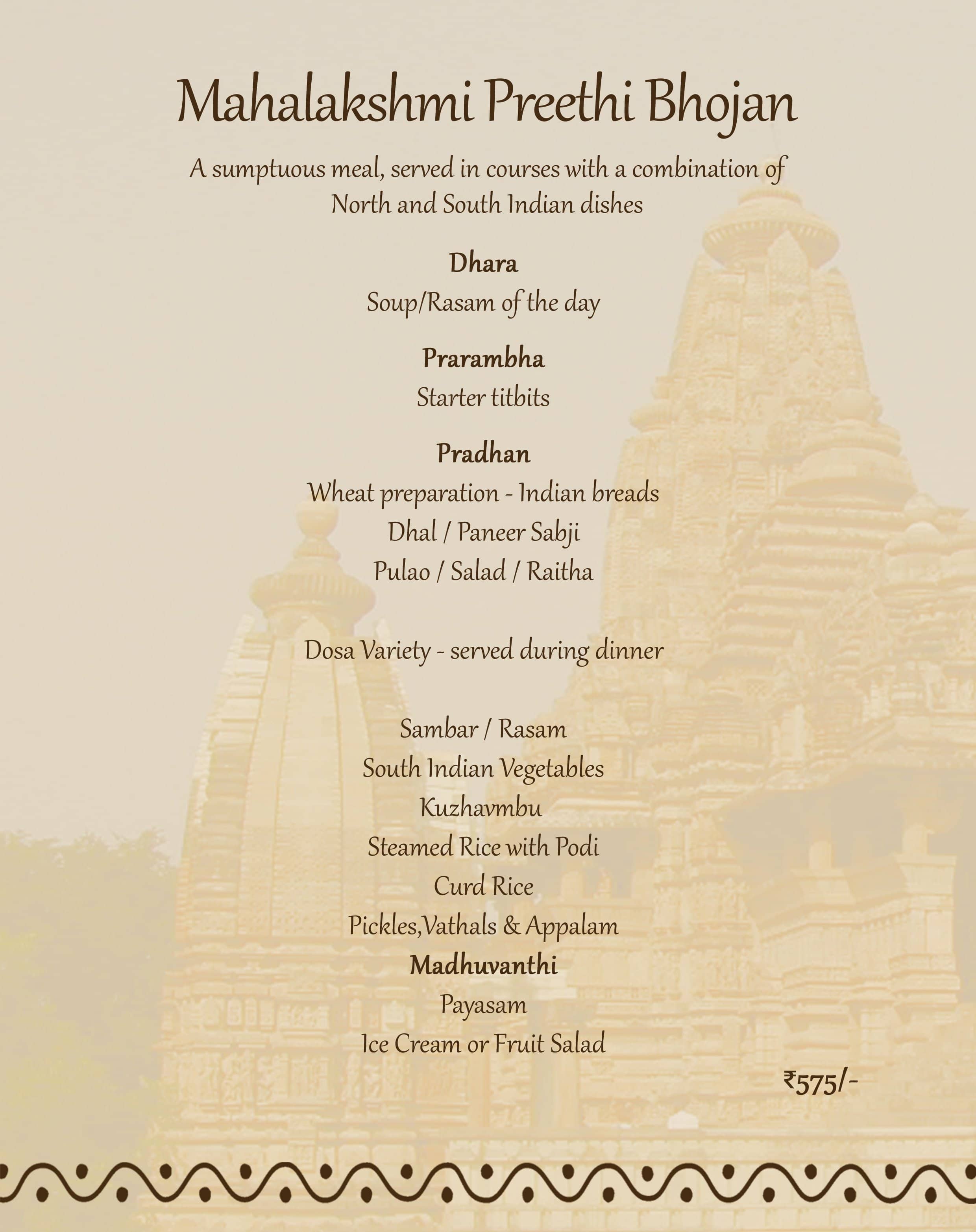 Menu of Annalakshmi Race Course Coimbatore Menu of Annalakshmi Race Course Coimbatore