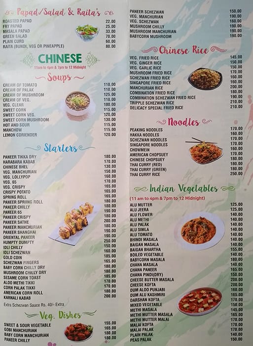 Delicacy menu