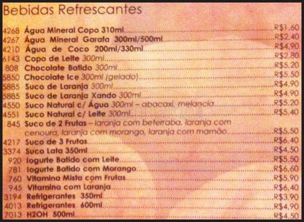 Pão do Parque - São Francisco cardápio