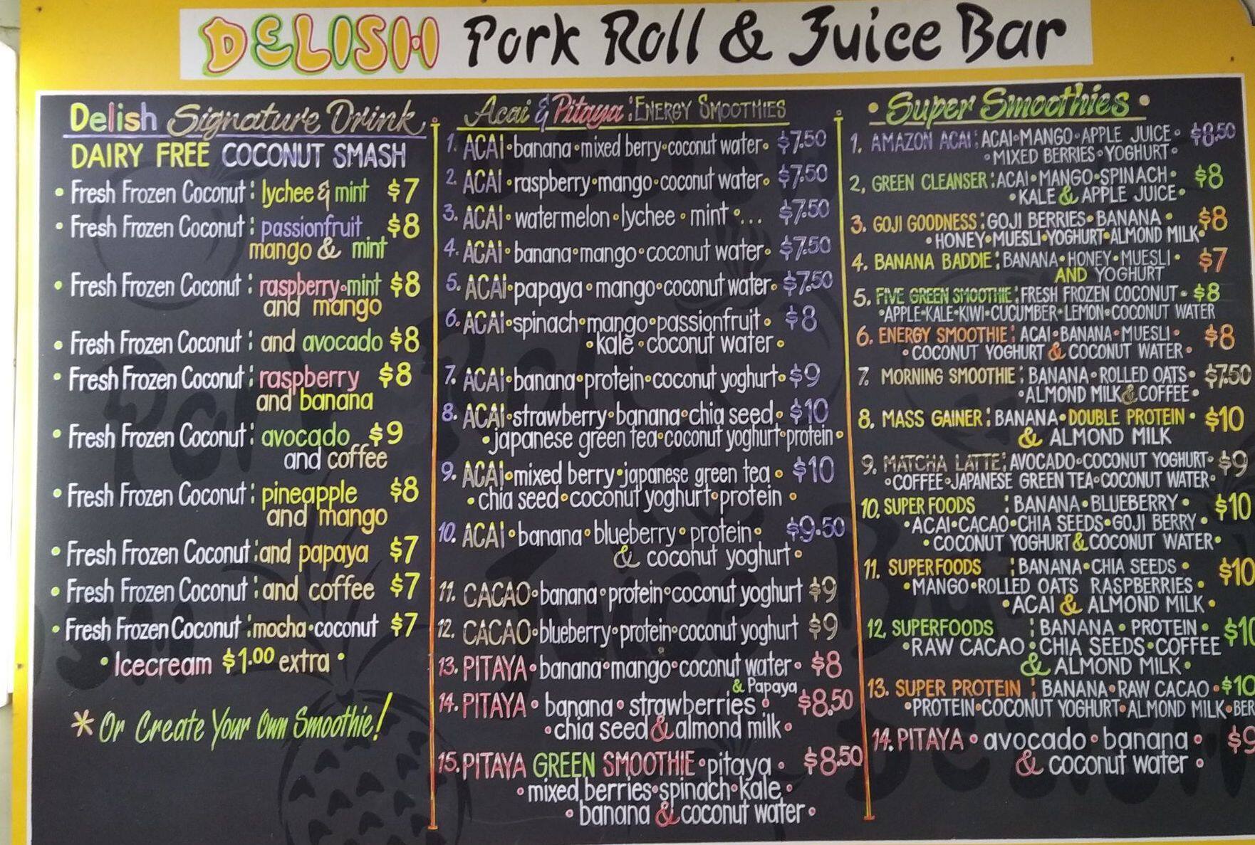 Delish Pork Roll & Juice Bar Menu Urbanspoon/Zomato