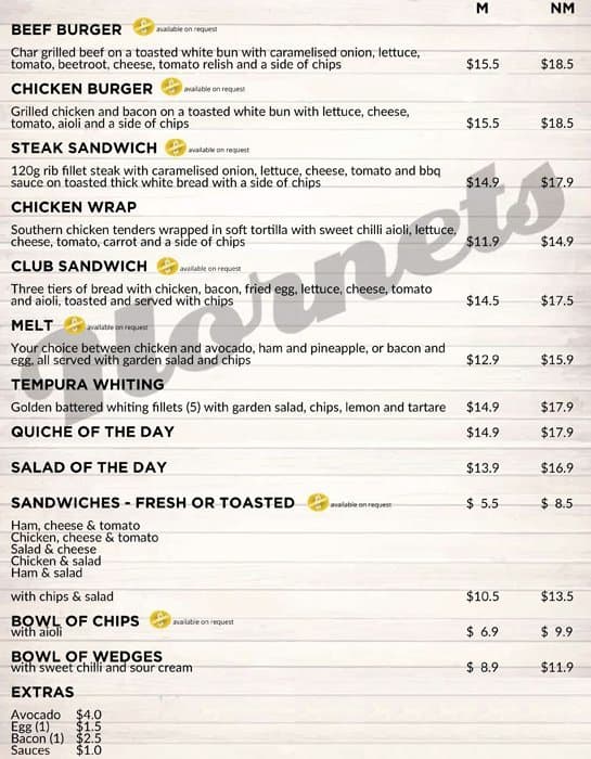 Aspley Hornets menu, Menu restauracji Aspley Hornets, Aspley, Brisbane ...