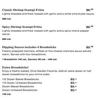 Olive Garden Italian Restaurant Menu