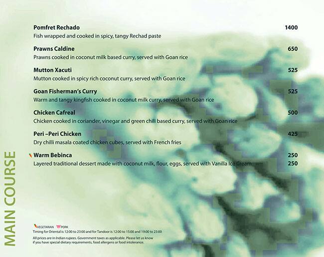 Menu at Latest Recipe, Candolim, Hotel Le Meridien
