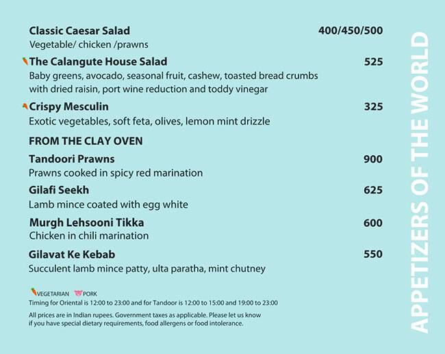 Menu at Latest Recipe, Candolim, Hotel Le Meridien