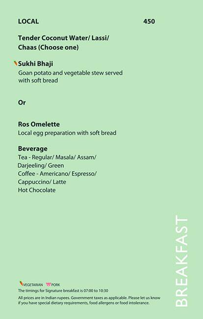 Menu at Latest Recipe, Candolim, Hotel Le Meridien