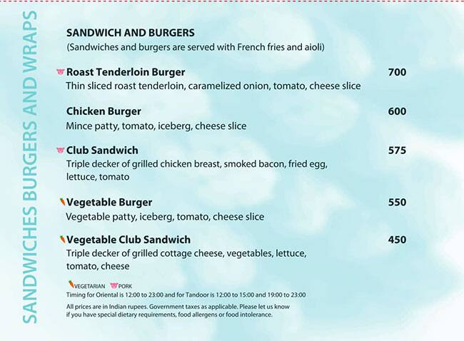 Menu at Latest Recipe, Candolim, Hotel Le Meridien
