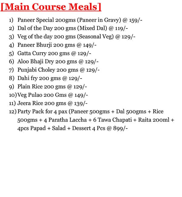 TMX- The Meal BoX menu