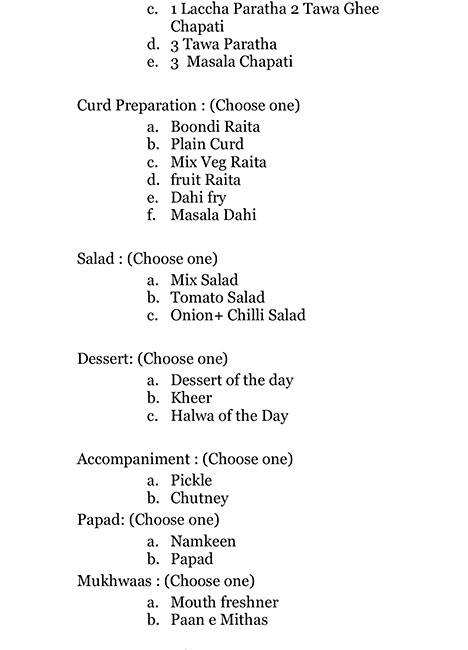 TMX- The Meal BoX menu