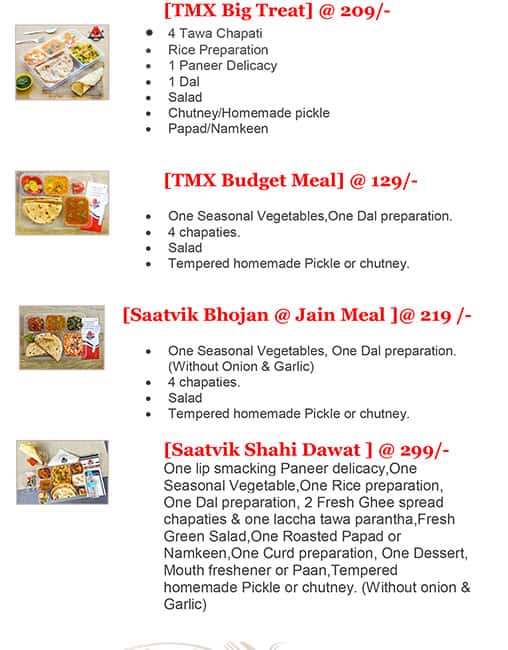 TMX- The Meal BoX menu