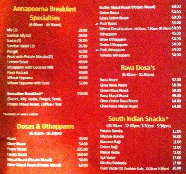 Sree Annapoorna Menu, Menu for Sree Annapoorna, RS Puram, Coimbatore