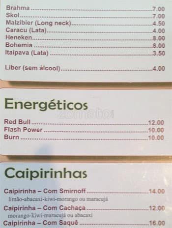 Suco de Maça cardápio