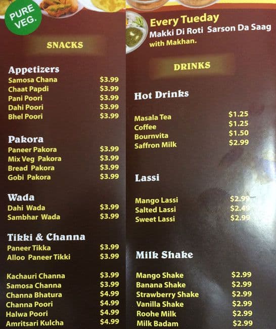 Menu de Village Of India Sweets & Restaurant