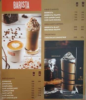 Barista menu