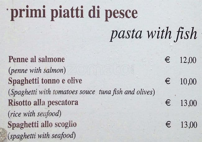 Menu di Da Giovanna 