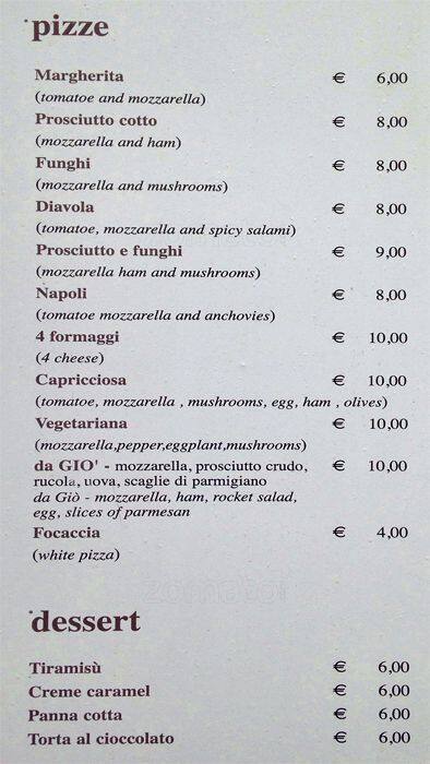 Menu di Da Giovanna 