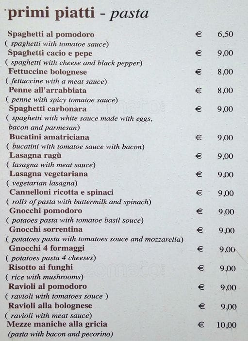 Menu di Da Giovanna 