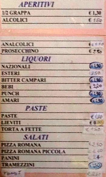 Menu di GeGe Bar 
