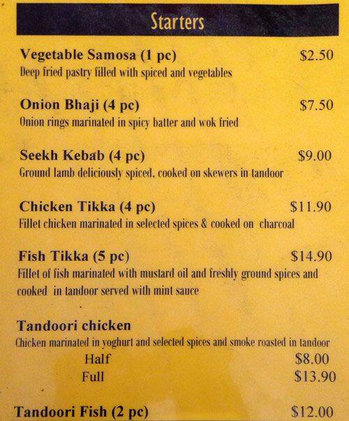 Mashallah Pakistani and Indian Cuisine menu