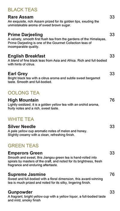 Menu at Peacock Alley cafe, Dubai, Crescent Rd