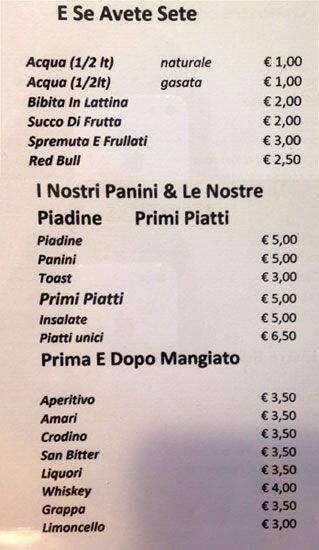 Menu di Cris Bar 