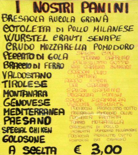 Menu di Caffè Vecchi Tempi 