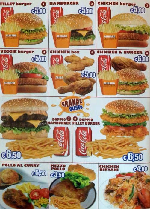 Menu di Ali Babá Kebab e Chicken 