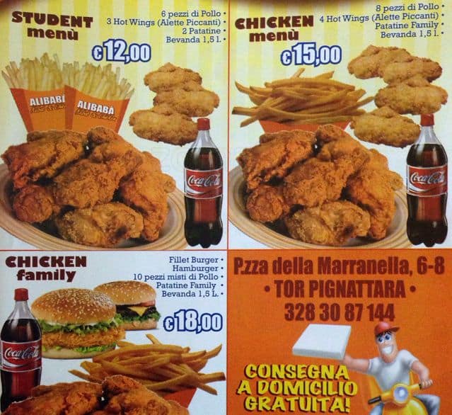 Menu di Ali Babá Kebab e Chicken 