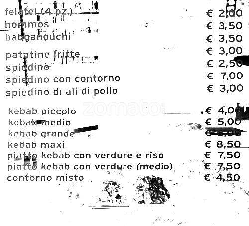 Menu di Ali Babá Kebab e Chicken 