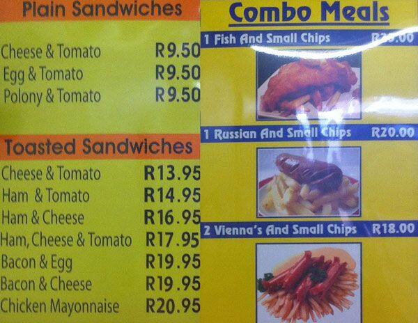 Speisekarte von Nelspruit Cafe, Mbombela