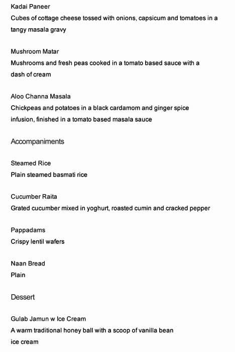 Royal Haandi menu