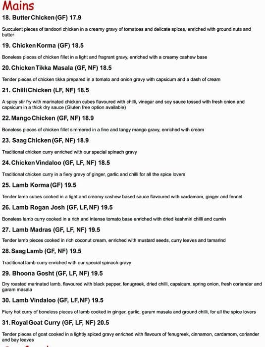 Royal Haandi menu