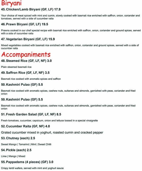 Royal Haandi menu